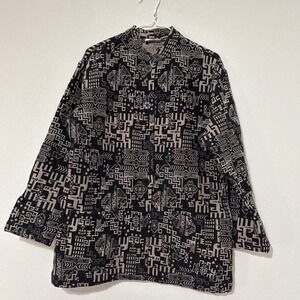 Vintage Chico's Aztec Geometric Woven Coat Tapestry Size 1/Medium Art